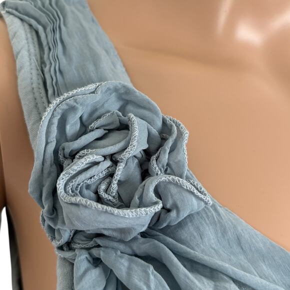 90s Y2K Feminine Fairycore Ruffle Flower Tank Top Romantic Vintage S Blue - Picture 3 of 7